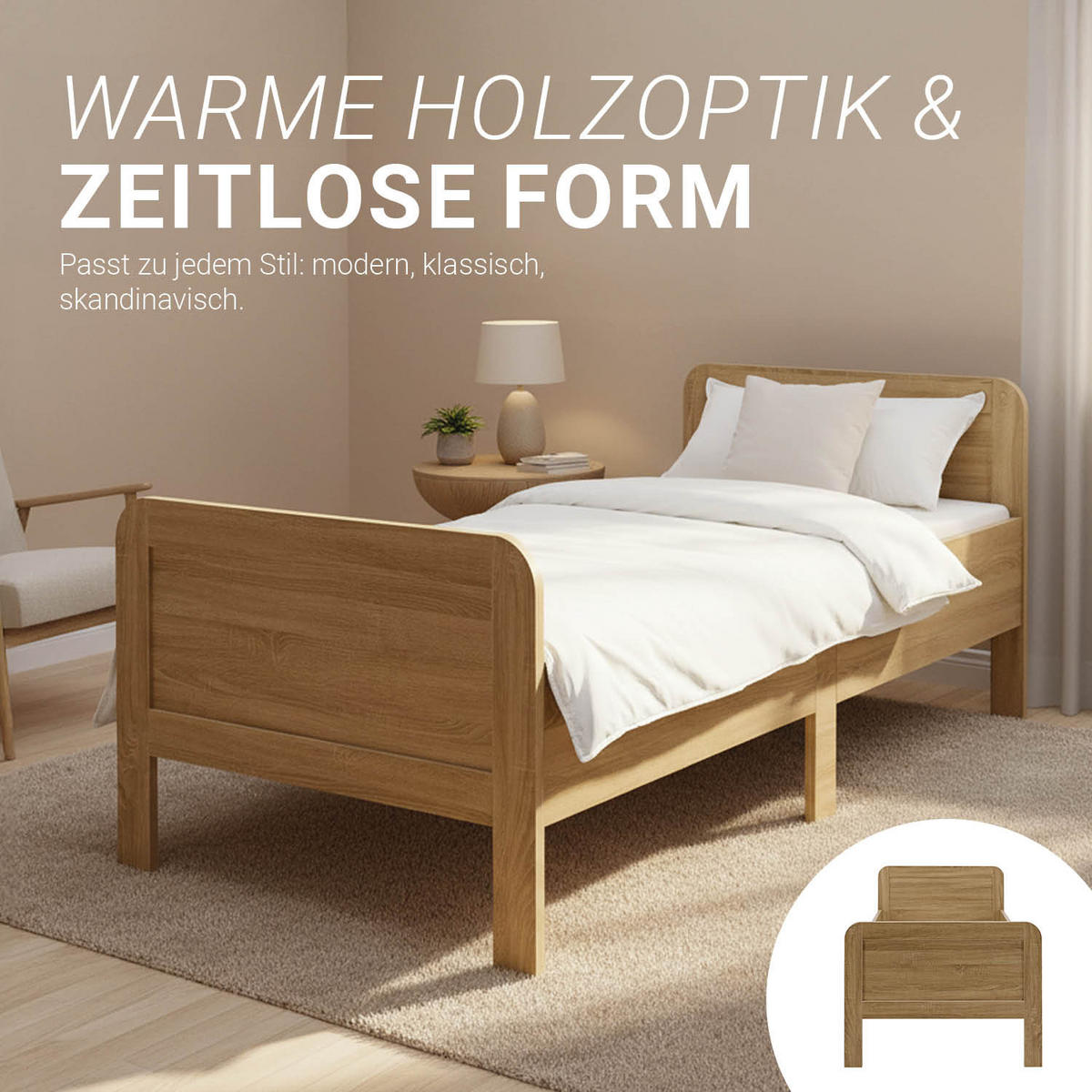 HOLZBETT 90/200 cm Natur - Braun, Holz (90/200cm) - Homestyle4u