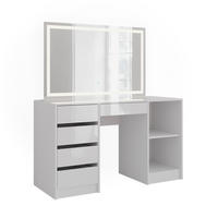 SCHMINKTISCH Sherry Weiß/Weiß Hochglanz 128.2 cm mit LED-Spiegel - Weiß Hochglanz, Holzwerkstoff (128.2/76/50.1cm) - Vicco