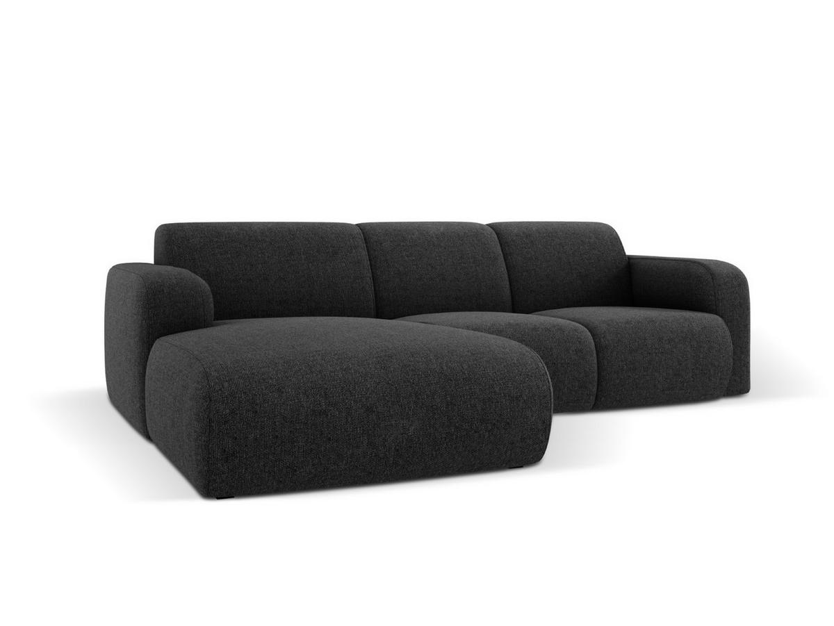 ECKSOFA links Molino aus Chenille-Stoff schwarz 4 Sitzplätze - Schwarz, Textil (170/250cm) - Micadoni