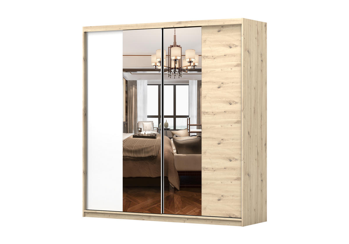 SCHIEBETÜRENSCHRANK - Schrank MARSYLIO - Eiche Artisan, Holzwerkstoff (203/218/61cm) - Möblo