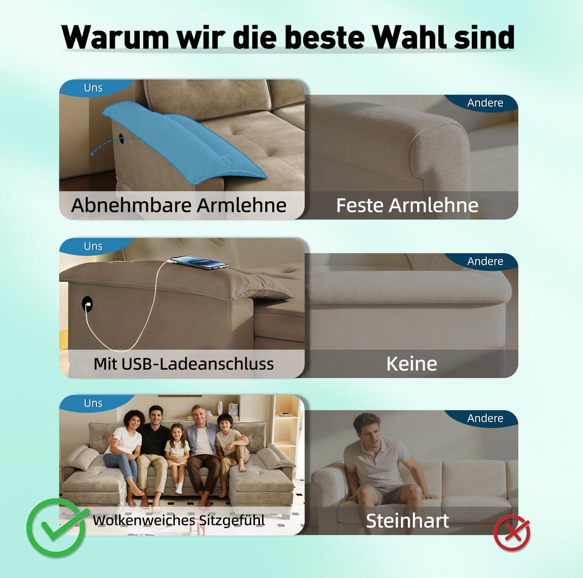 SCHLAFSOFA aus Chenille 278x127x87 cm Khaki mit USB-Anschluss, abnehmbaren Armlehnen und ausziehbarer Schlaffunktion - Beige, Textil (278/87/127cm) - Modfu