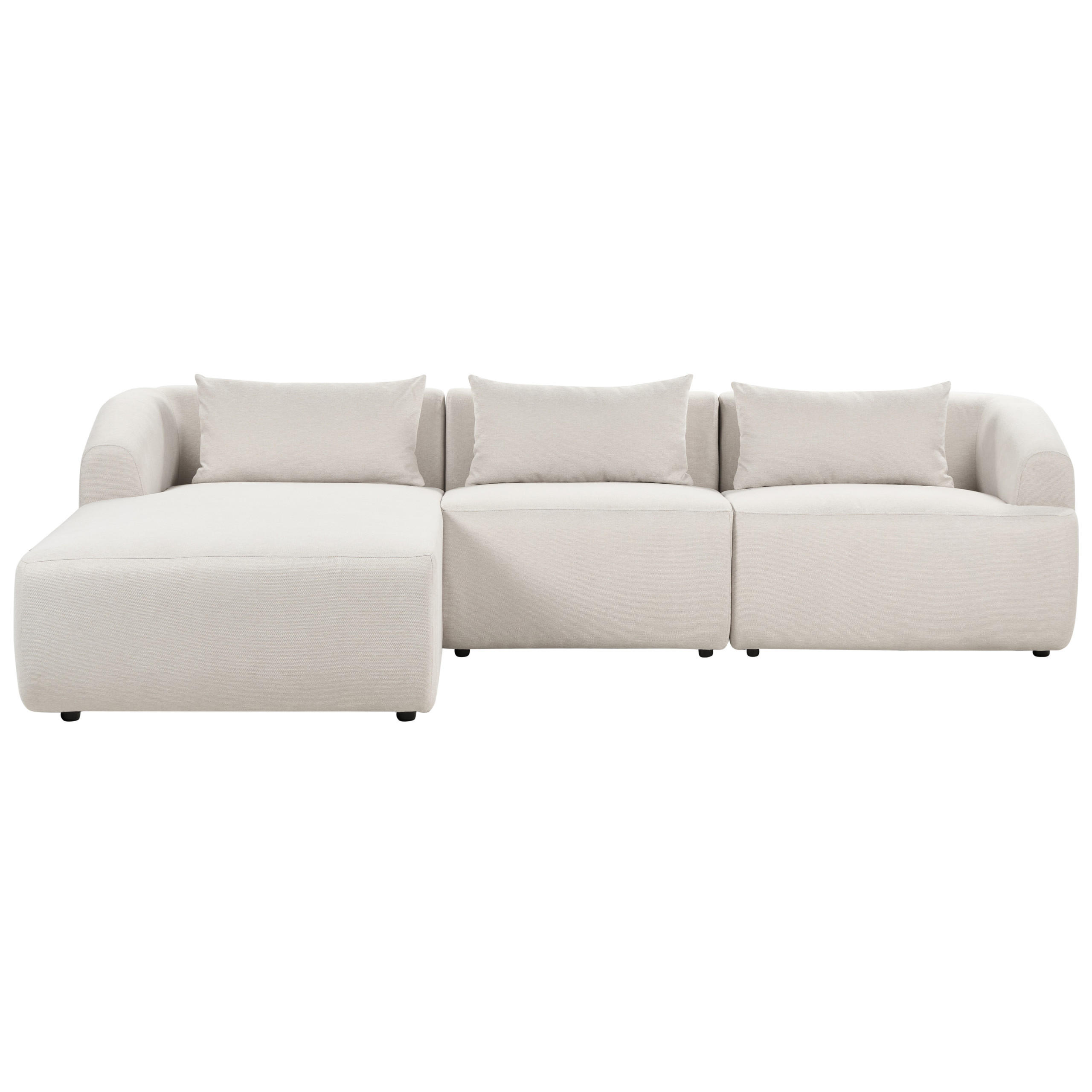 3-SITZER-ECKSOFA Stoff beige linksseitig Svansele - Beige, Textil (278/174cm) - Beliani