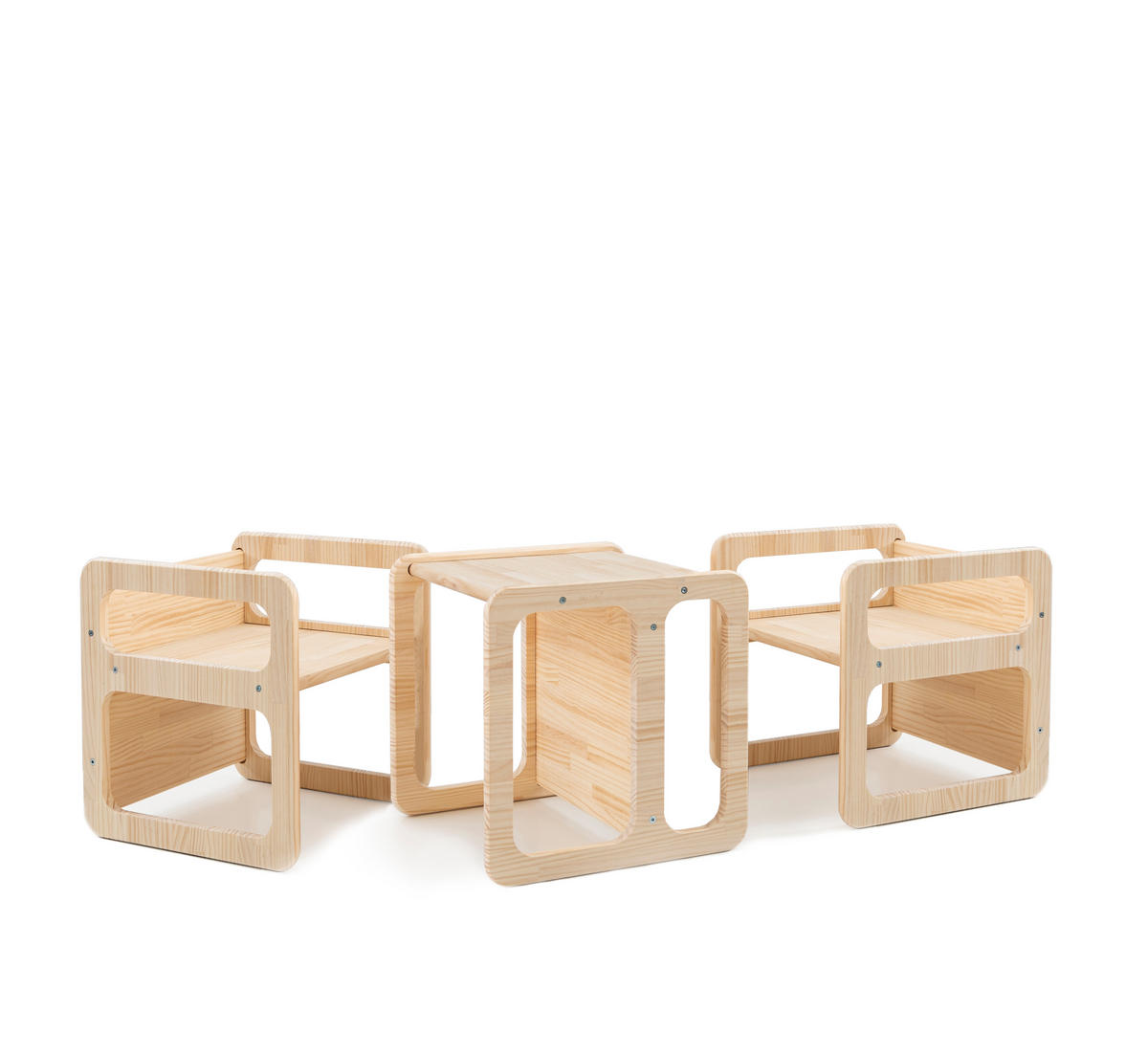 STUHL-SET 3tlg. aus naturfarbenem Kiefernholz MONTESSORI - Beige, Holz (40/40/40cm) - RNT By Really Nice Things