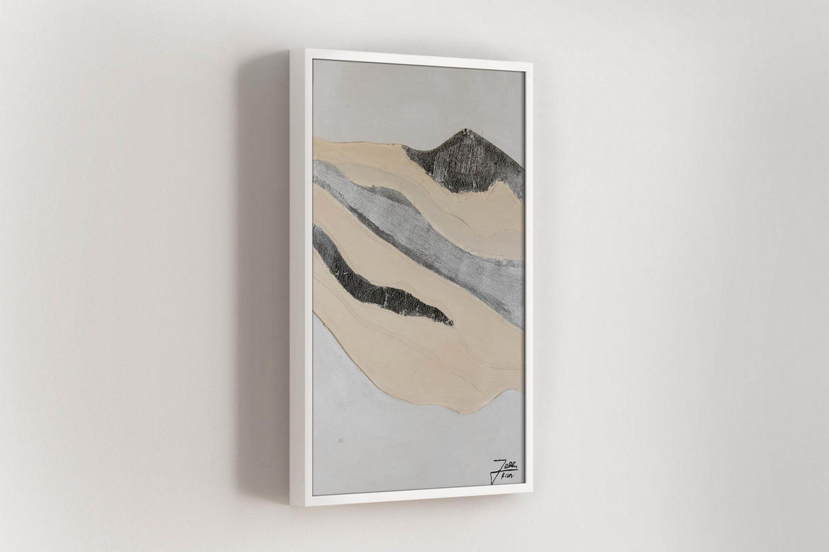 ACRYLBILD HANDGEMALT 60/90 cm - Beige/Grau, Holz/Textil (1.3/90cm) - KUNSTLOFT