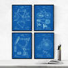 POSTER Set mit 4 Blau Fahrrad Patent A4 Rahmenlos - Klar, Papier (29.7/3cm) - Nacnic