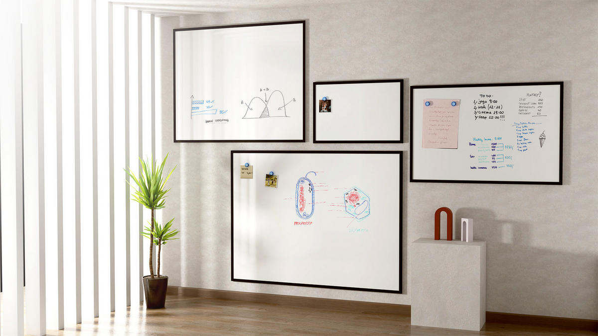 MAGNETISCHES Whiteboard mit schwarzen Holzrahmen 100x80cm - Schwarz, Holz (100/80/1.5cm) - ALLboards