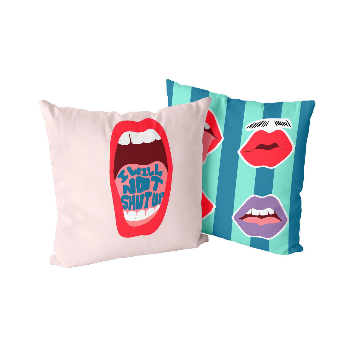KISSENBEZUG dekorativ lips 50x50 cm (2er pack) mehrfarbig - Multicolor, Textil (50/50cm) - Happy Friday
