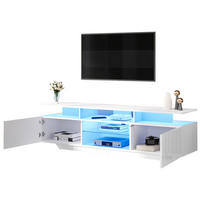 TV-LOWBOARD 160x40x45 cm LED Hochglanz 2 Schränke MDF - Weiß, Holzwerkstoff (40/45/160cm) - FLIEKS