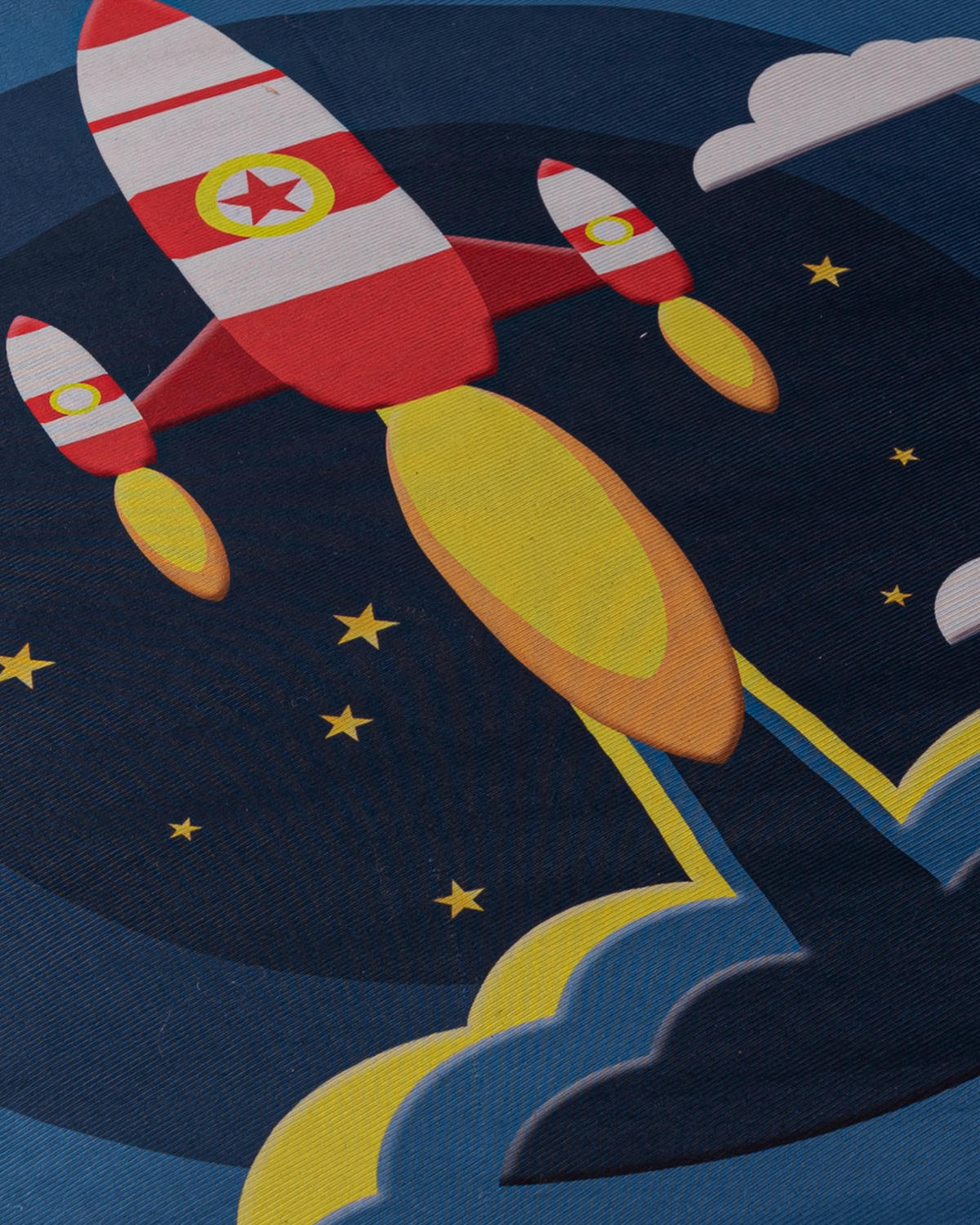 KINDERTEPPICH Bambini Satellite Mazovia Rund Ø100cm Weiß Marineblau Rakete Kurzflor - Weiß, Textil (100/100cm) - Mazovia