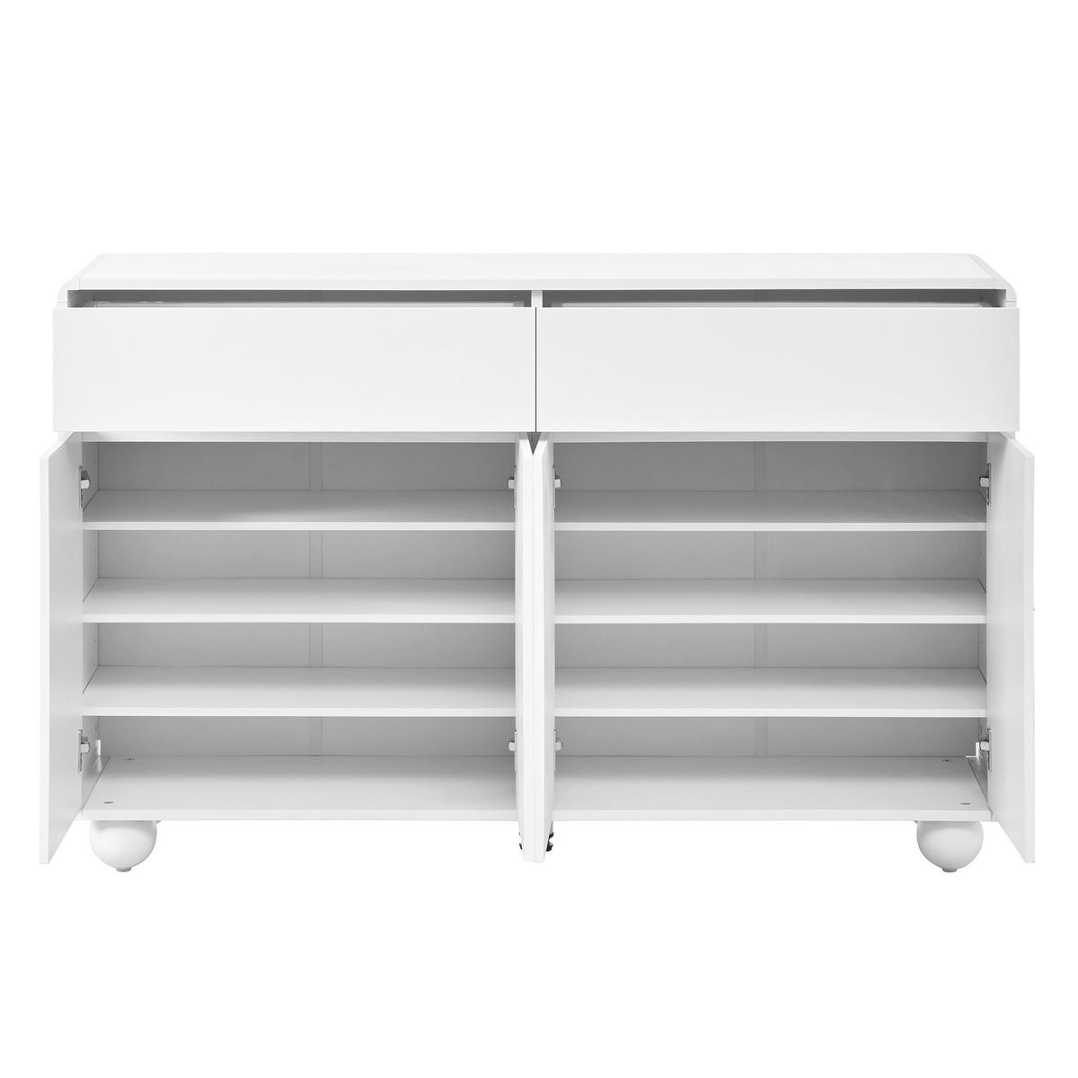 SIDEBOARD geschwungene Türen PB MDF Metallfüße modern - Weiß, Holzwerkstoff (38/89/140cm) - FLIEKS