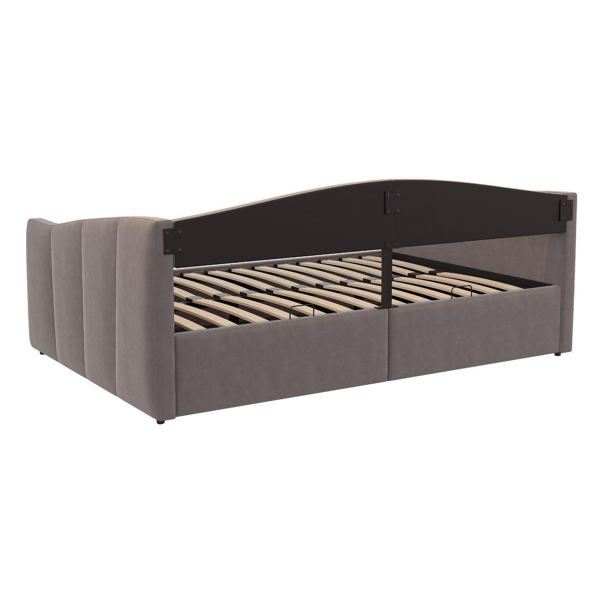 POLSTERBETT 140/200 cm mit hydraulischer Lagerung und Armlehnen in Grau - Dunkelgrau, Leder (140/200cm) - OKWISH