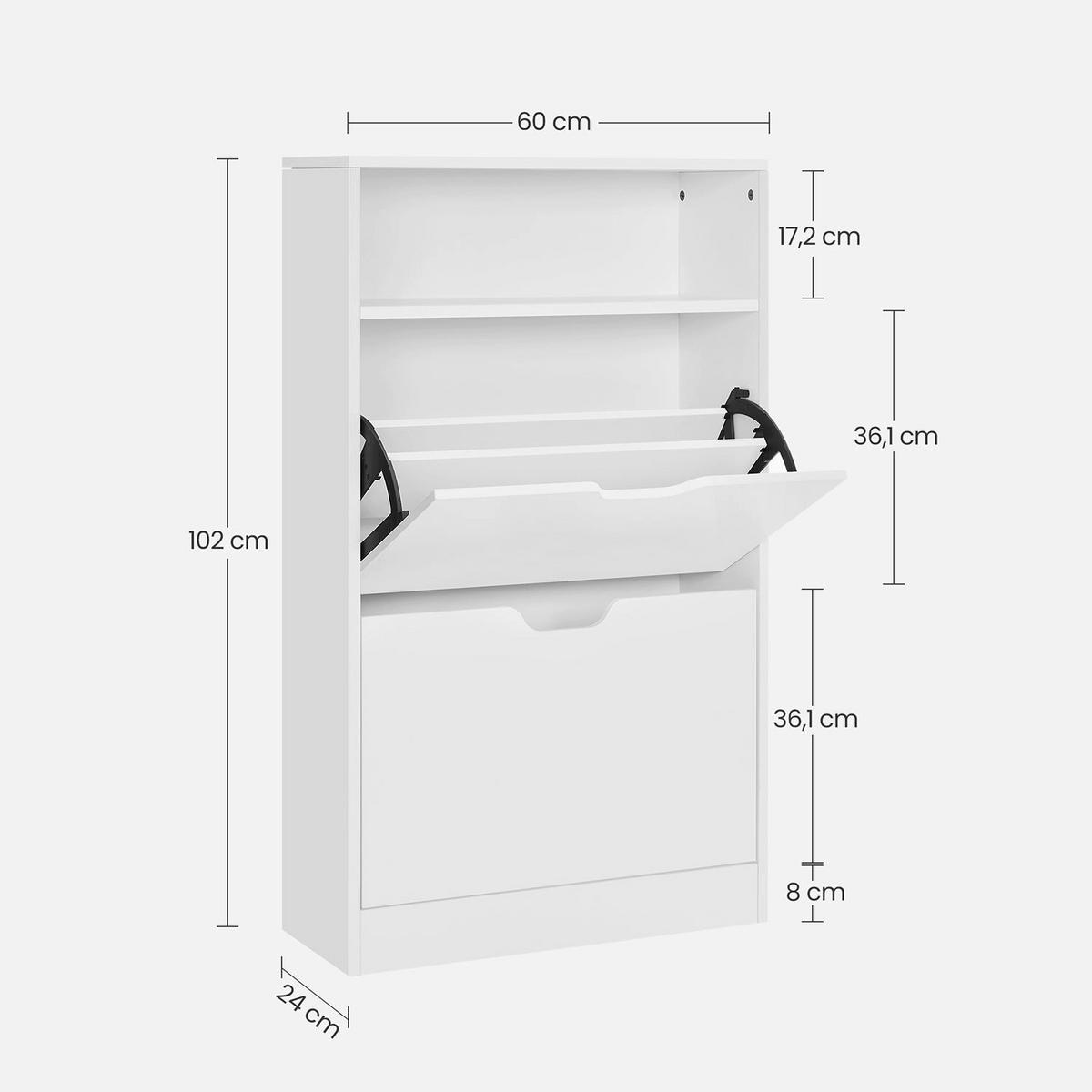 SCHUHSCHRANK SCHUHAUFBEWAHRUNG - Weiß, Holzwerkstoff (24/102/60cm) - Hansiro