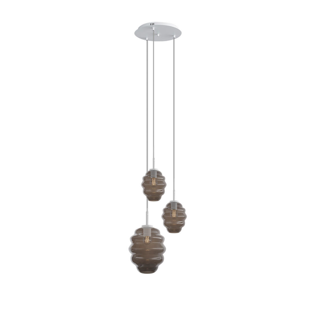 GALERIELEUCHTE Echos 3-flammig Rauch Ø 18/25cm - Anthrazit/Weiß, Glas (18/18/20cm) - s.luce