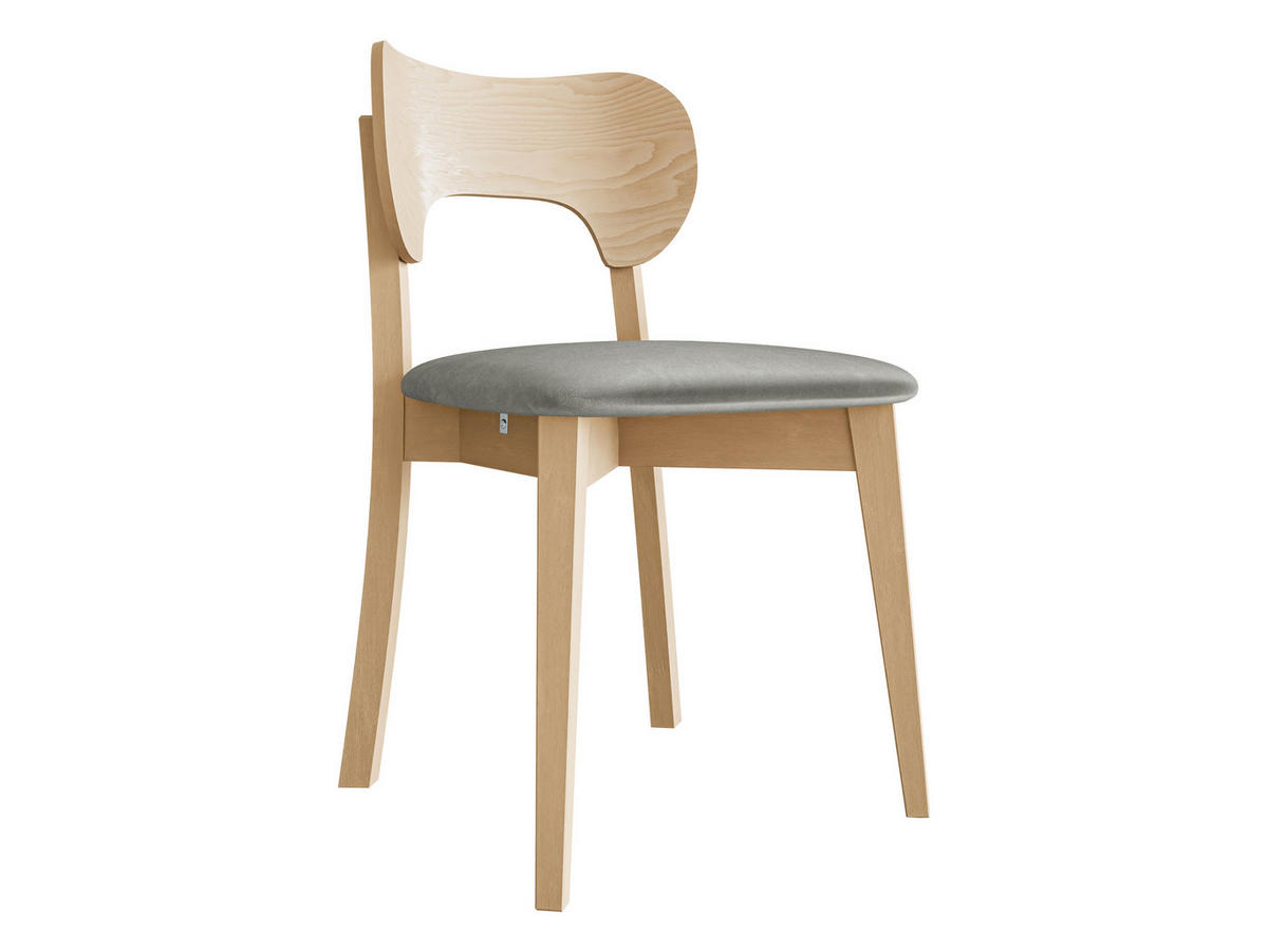 WOHNZIMMER STUHL KT64, Holzfarbe: Buche - Buchefarben/Grau, Holz/Textil (48/80/51cm) - MIRJAN24