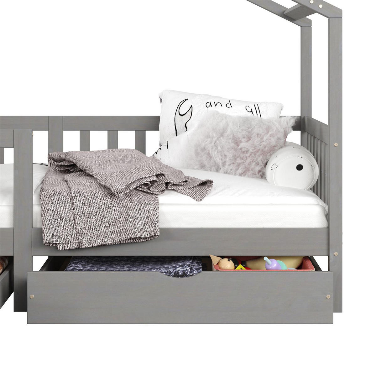 HAUSBETT ELEA 90X200 CM - Grau, Holz (96/148/206cm) - IDIMEX
