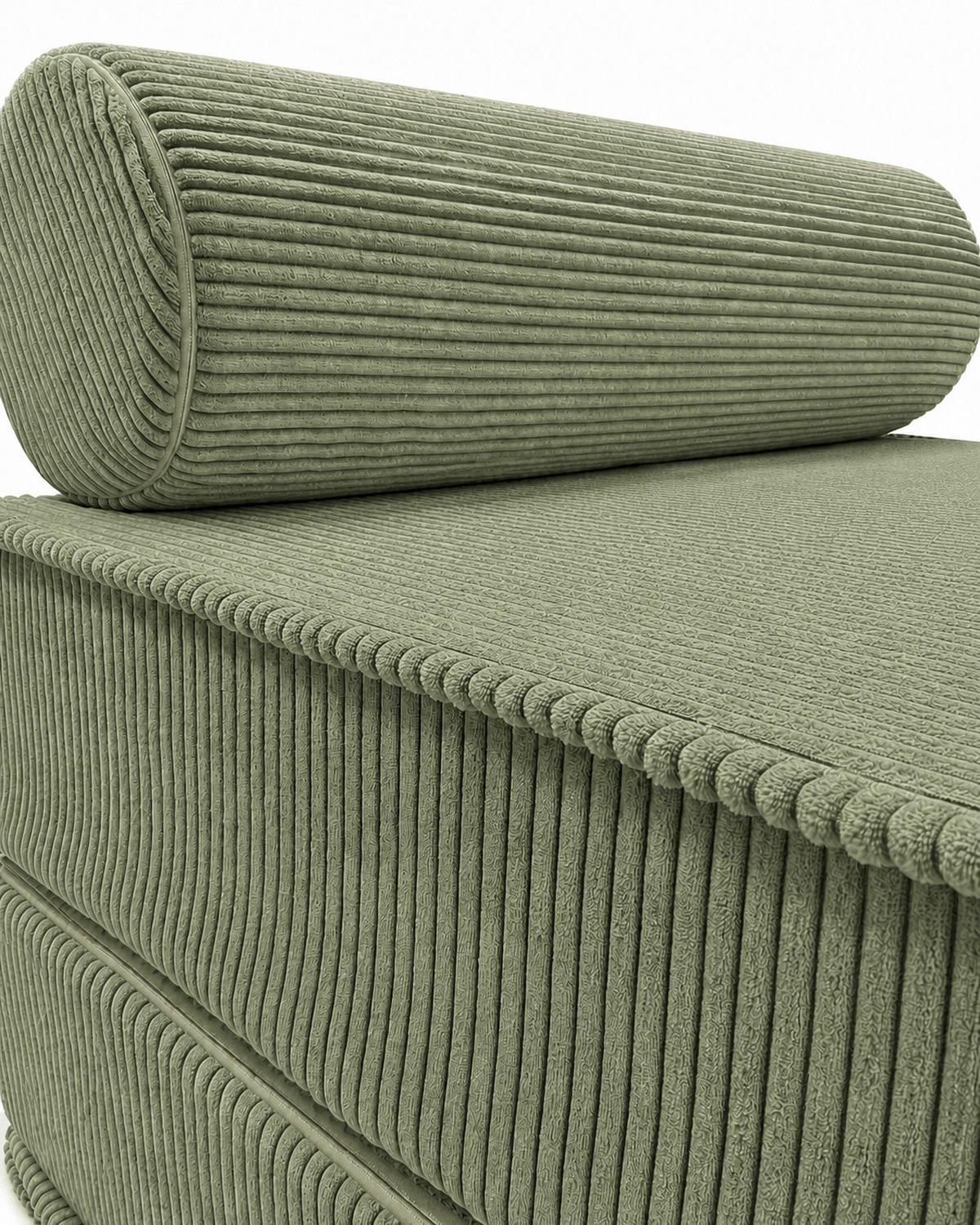 SCHLAFSESSEL ausklappbar, modularer Bodensessel mit Rückenrolle in Olivgrün - Olivgrün, Textil (80/62/95cm) - SURB
