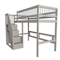 HOCHBETT 90/200 cm mit Aufbewahrungstreppe und Stauraum aus Holzwerkstoff, Weiß/Grau - Grau, Holzwerkstoff (90/200cm) - Redom