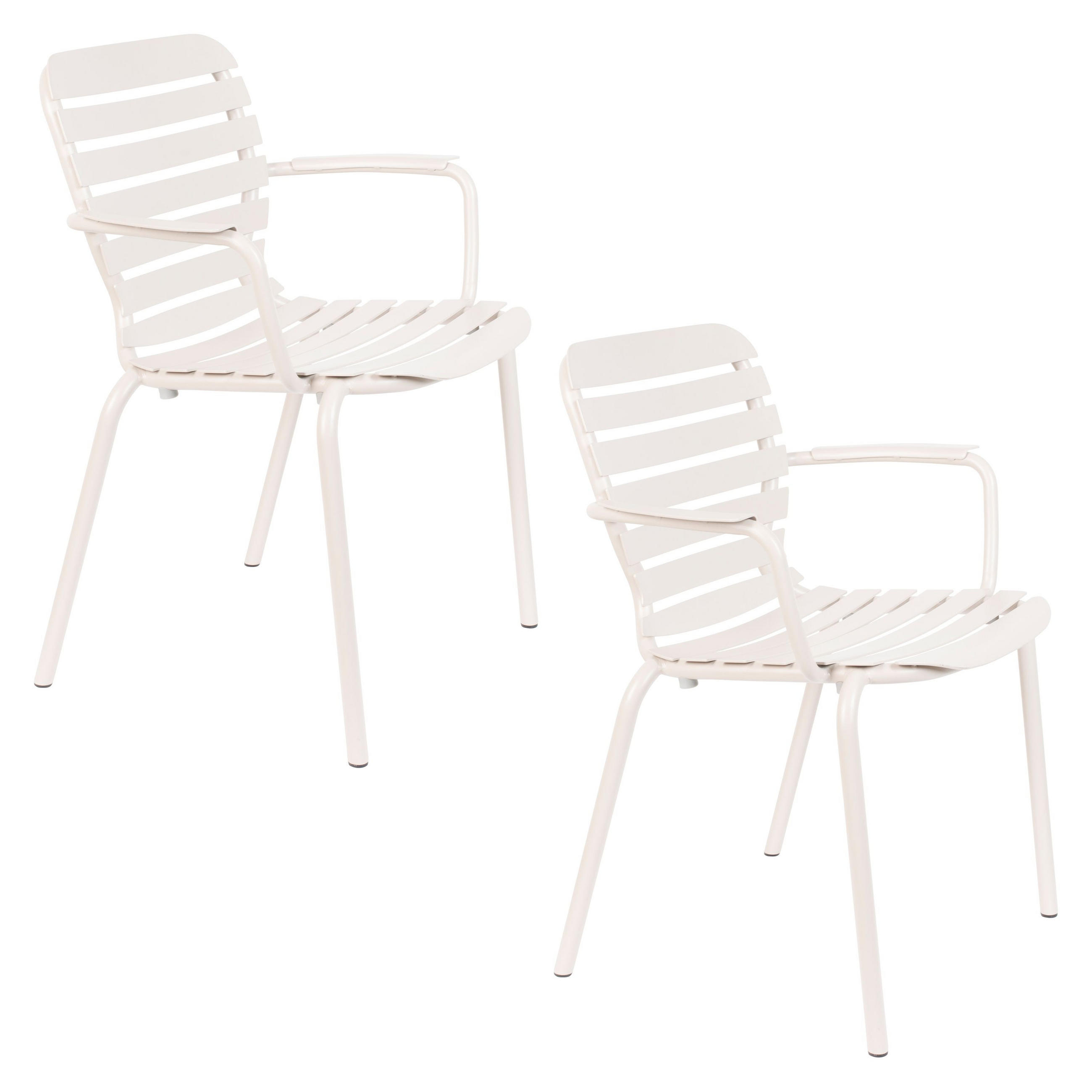 GARTENSTUHL Vondel Armlehne Weiß - 2 er Set - Weiß, Metall (64.7/82.8/58.2cm) - Zuiver