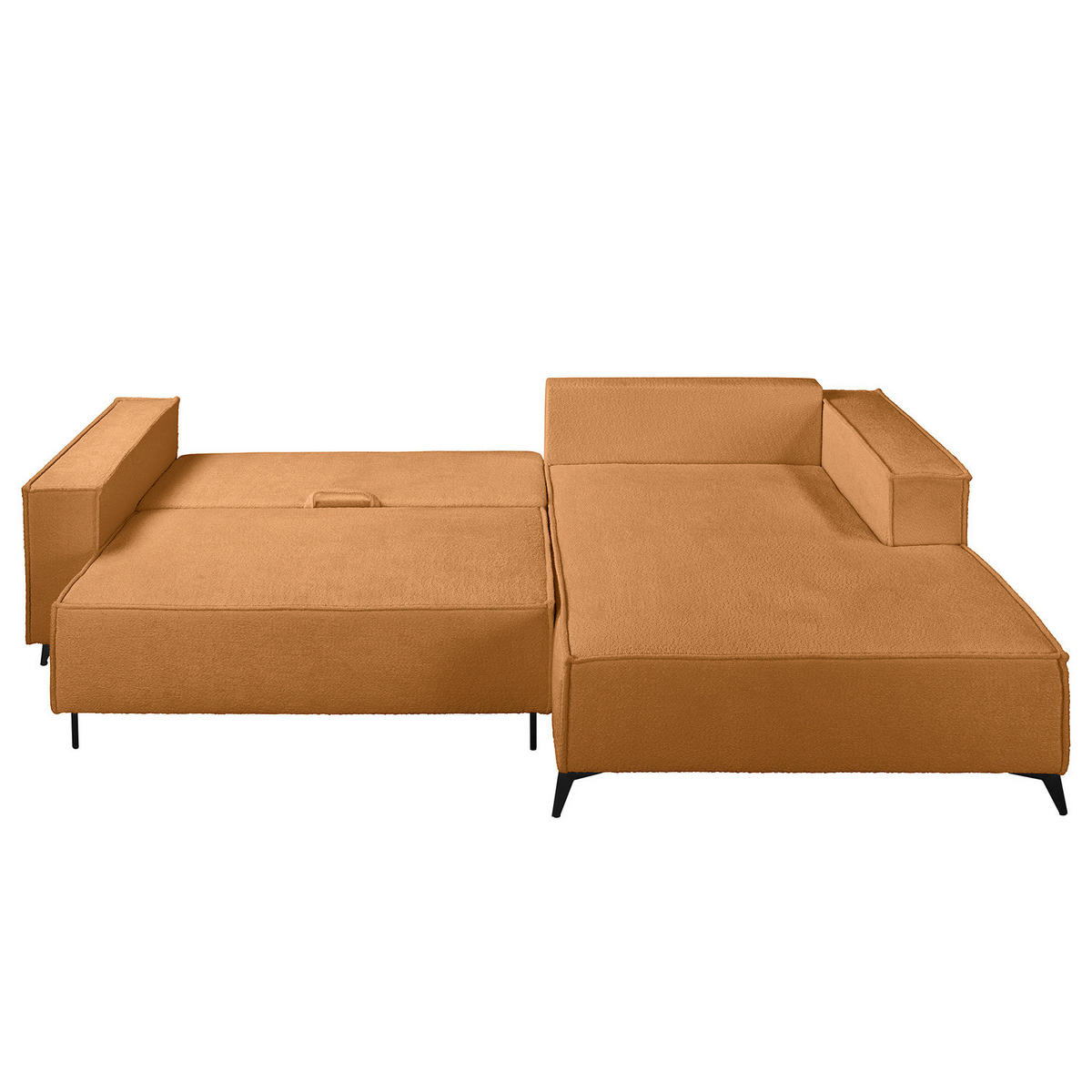 ECKSOFA mit Schlaffunktion - Beige/Schwarz, Textil (294/185cm) - home24