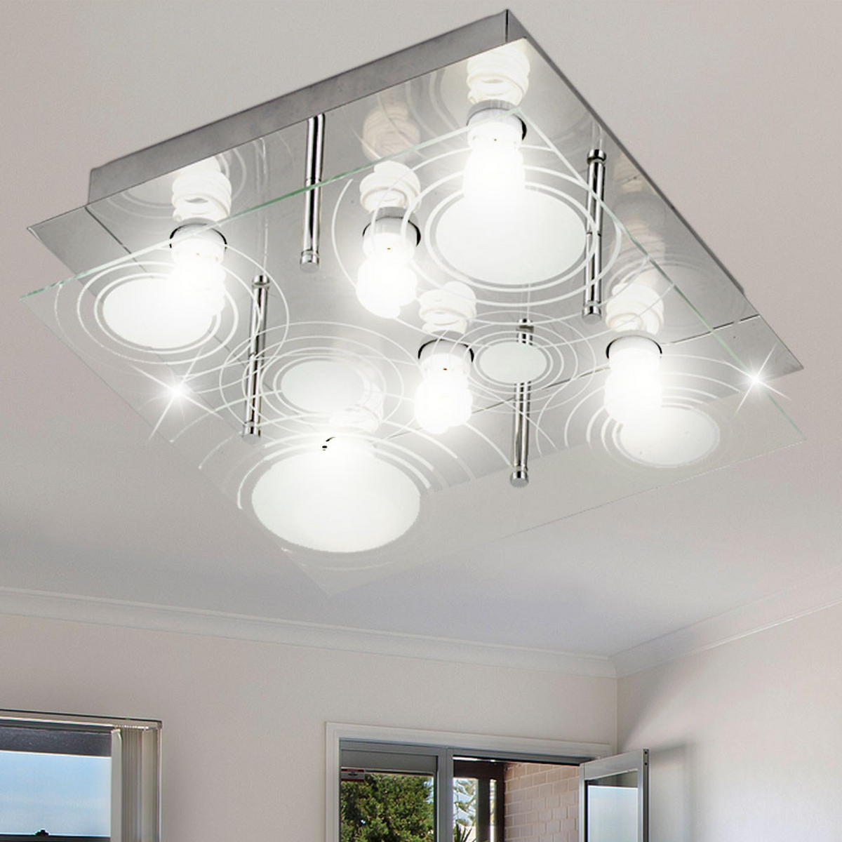 LED DECKENLEUCHTE TRITON Silber Metall Glas - Silberfarben, Glas (33/33/12.5cm) - Globo Lighting