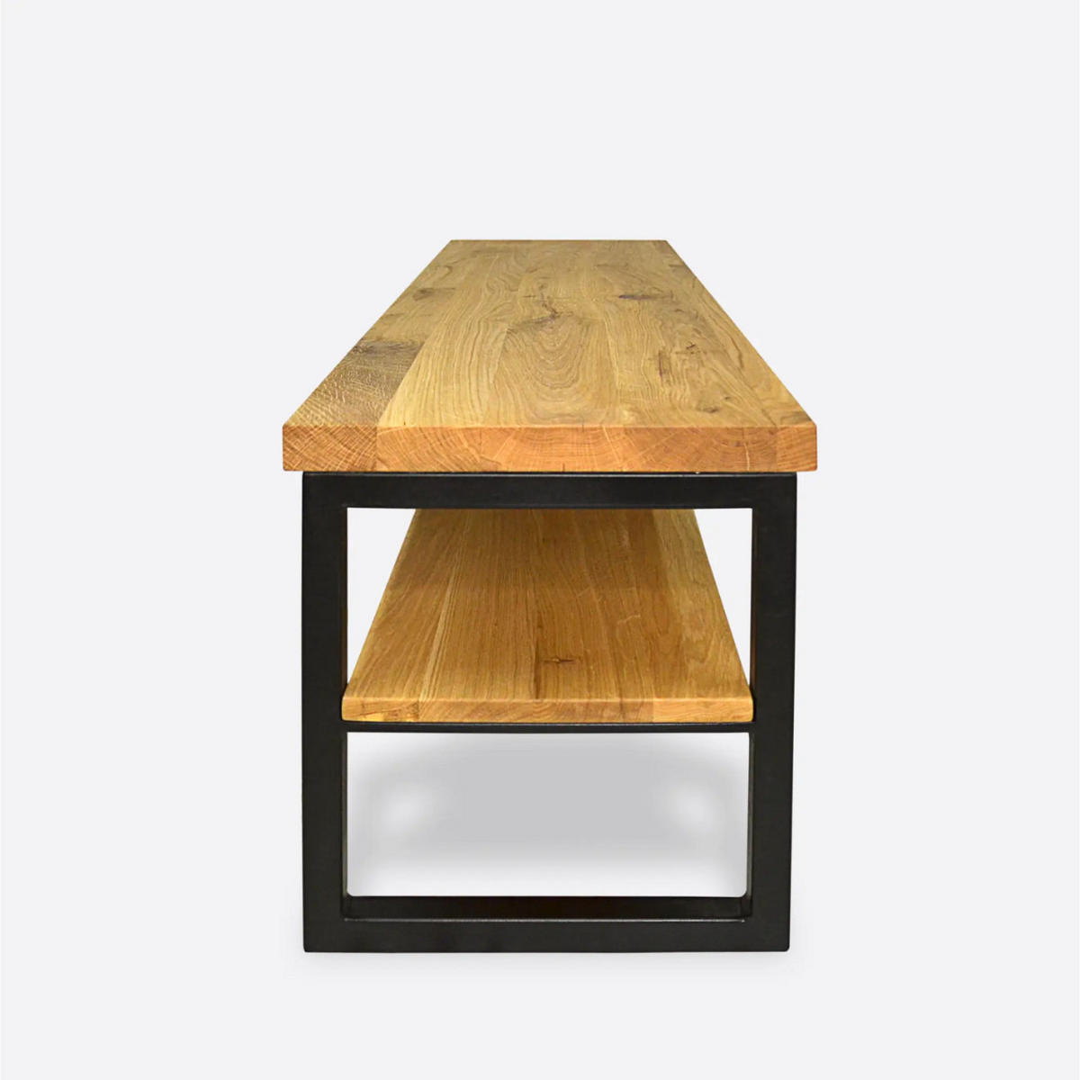 SITZBANK mit Regal aus Massivholz 130 cm lang im Industrie Look HUGON II - Eichefarben, Holz (130/45/40cm) - Rawood Furniture