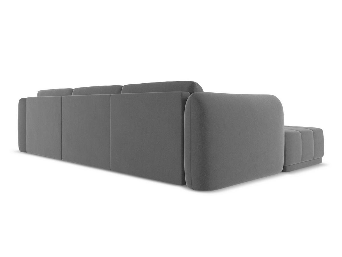 ECKSOFA Links Samt Stoff Grau - Schwarz/Grau, Kunststoff/Textil (170/290cm) - Makamii