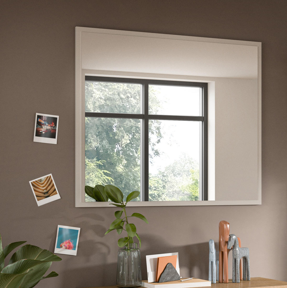 GARDEROBENSPIEGEL Kaschmir Sand, Flur Spiegel 80 x 70 cm Skid - Kaschmir, Glas/Holzwerkstoff (80/70/2cm) - Inn.Furn