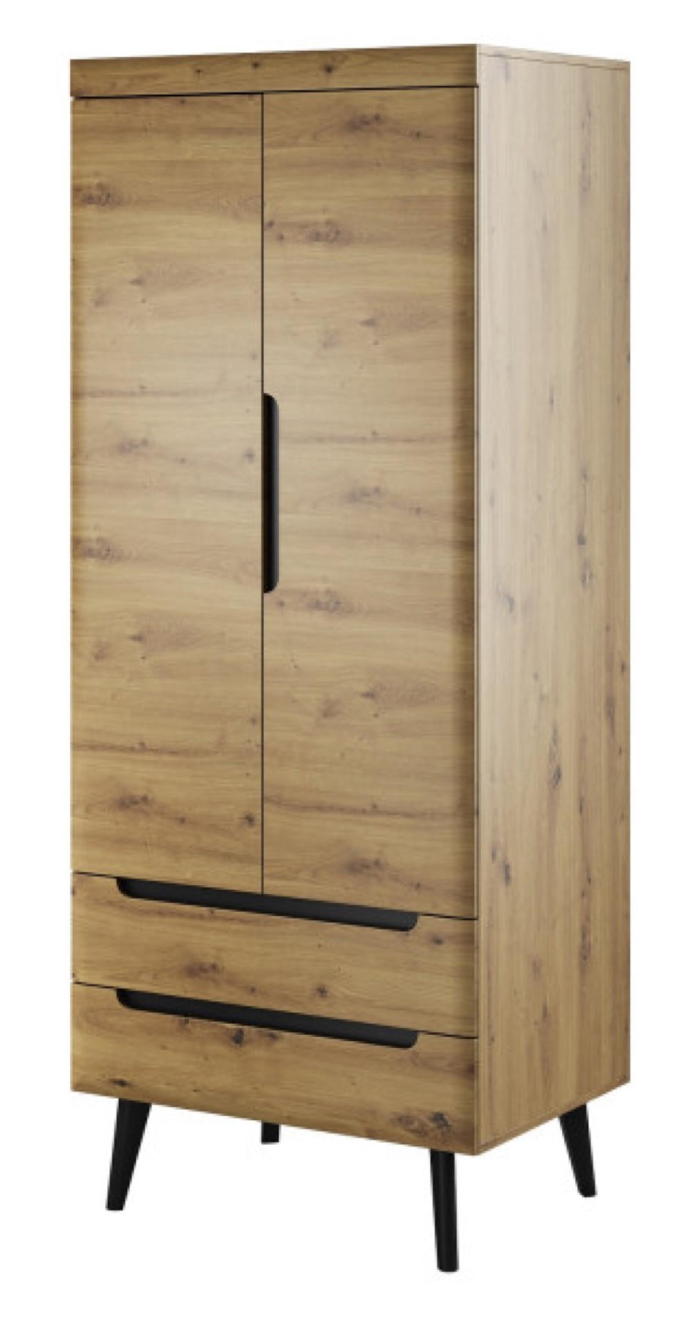 SCHRANK Schwarz Nordan Zweitürig Artisan Eiche - Multicolor, Holzwerkstoff (80/197/56cm) - Sepro Meble
