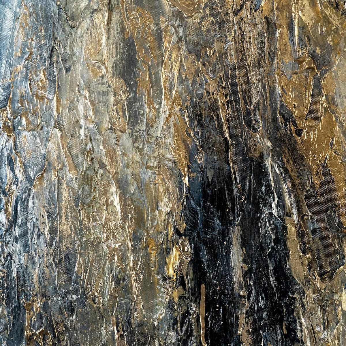 GEMÄLDE Azurblau Schattenfugenrahmen Schwarz-Gold 120x80 cm - Schwarz Hochglanz, Holz (120/80cm) - YS-art gallery