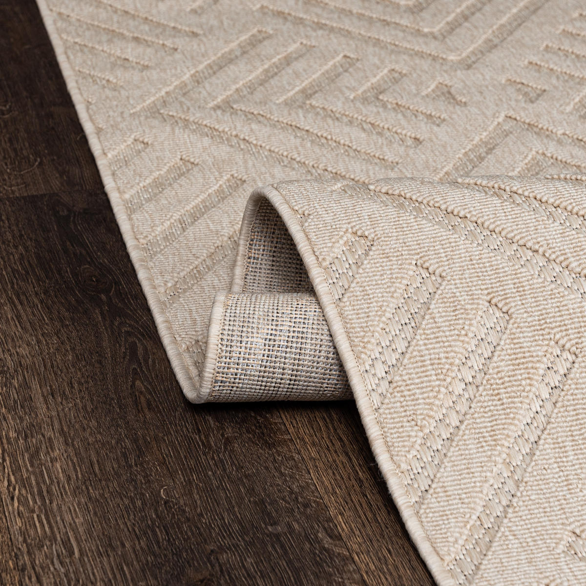 TEPPICH Beige In-Outdoor Geometrisch - Kurzflor Rechteckig - 140 x 200 cm - Ecru/Beige, Textil (140/200cm) - Mazovia