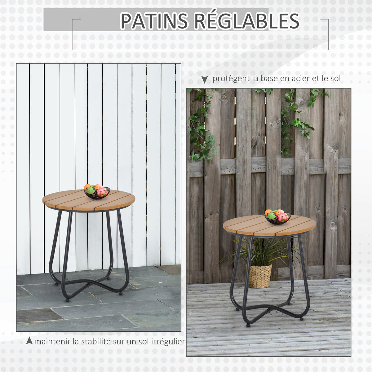 GARTENBEISTELLTISCH DE-14120 Lattenrost Braun - Braun, Metall (49/49/48cm) - ComfortXL