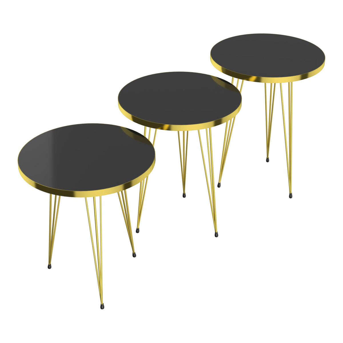 SATZTISCH Skibby 38/38/48 - Schwarz, Holzwerkstoff (38/38/48cm) - [en.casa]