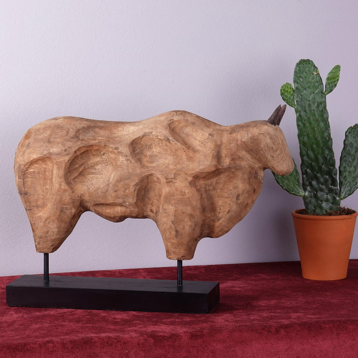 SKULPTUR Bull Mangoholz natur-schwarz - Naturfarben, Holz (48/32/10cm) - CREEDWOOD