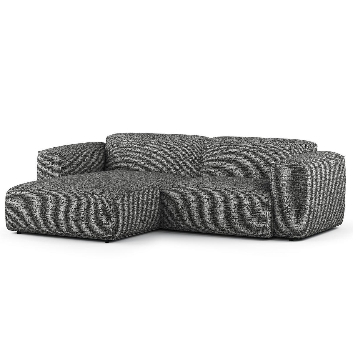 1,5-SITZER ECKSOFA mit Longchair - Schwarz/Grau, Kunststoff/Textil (260/173cm) - home24