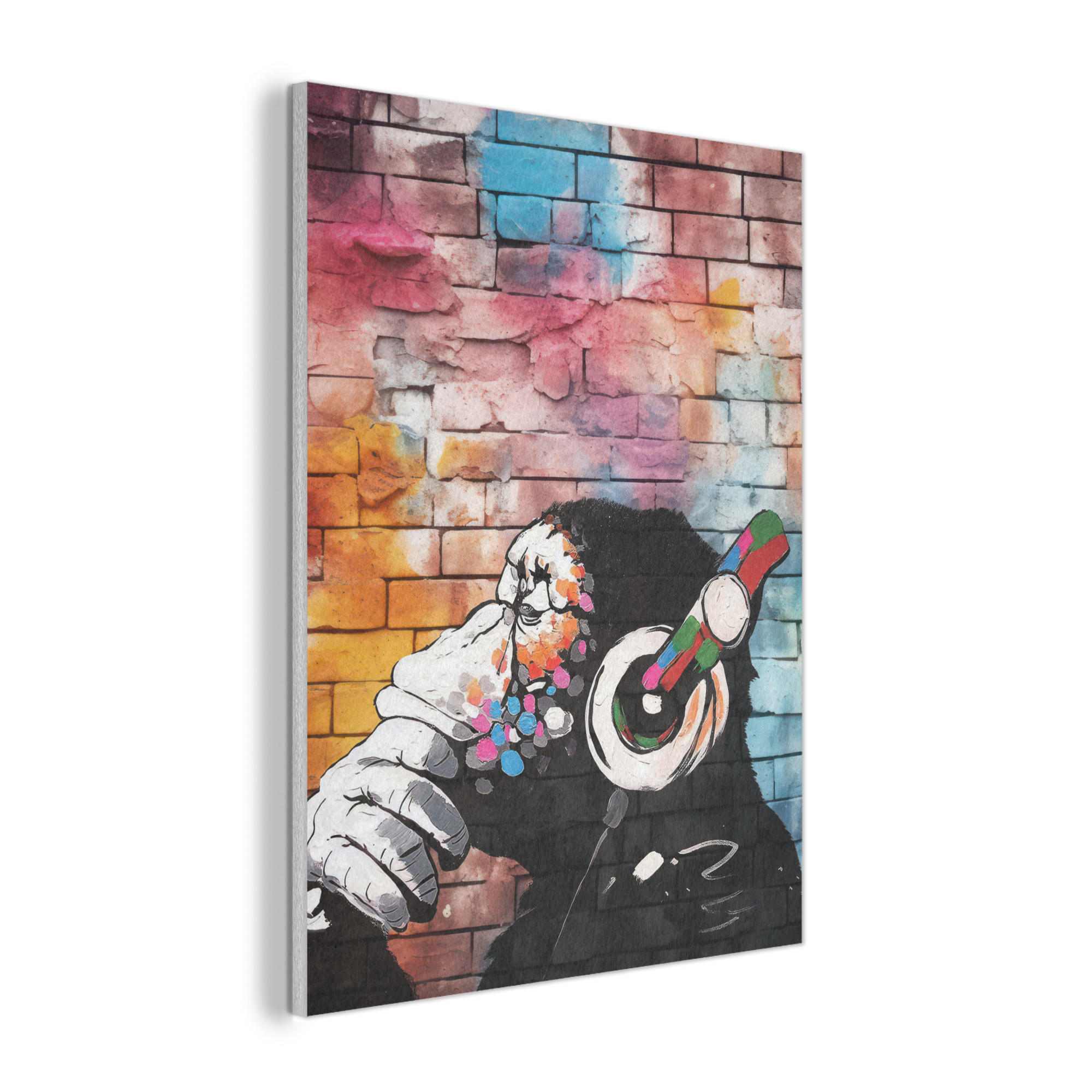AKUSTIKPANEEL Affe - Graffiti - Musik 70x100 cm - Multicolor, Textil (70/0.9/100cm) - MuchoWow