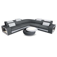 ECKSOFA Sofa Foggia Grau Weiß Mikrofaserstoff - Grau, Kunststoff (294/294cm)