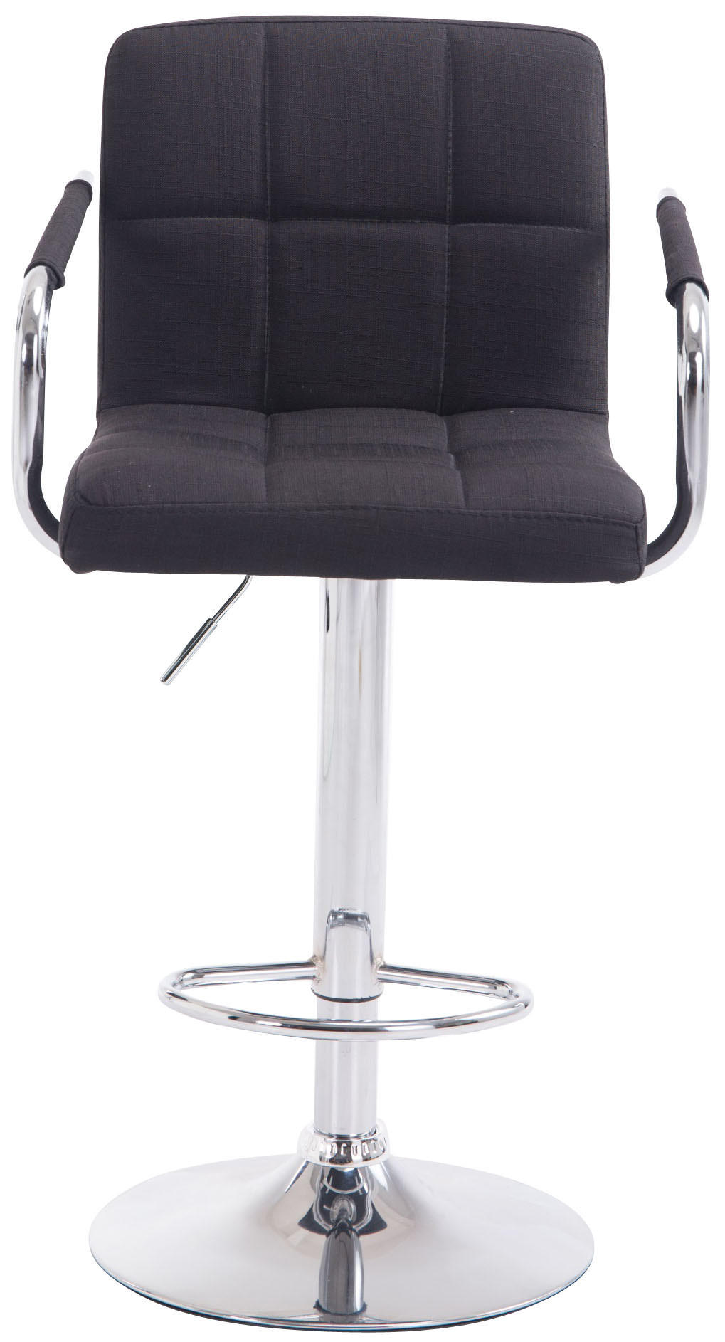 BARHOCKER Stoff schwarz - Chromfarben/Schwarz, Textil/Metall (54/91/46cm) - CLP