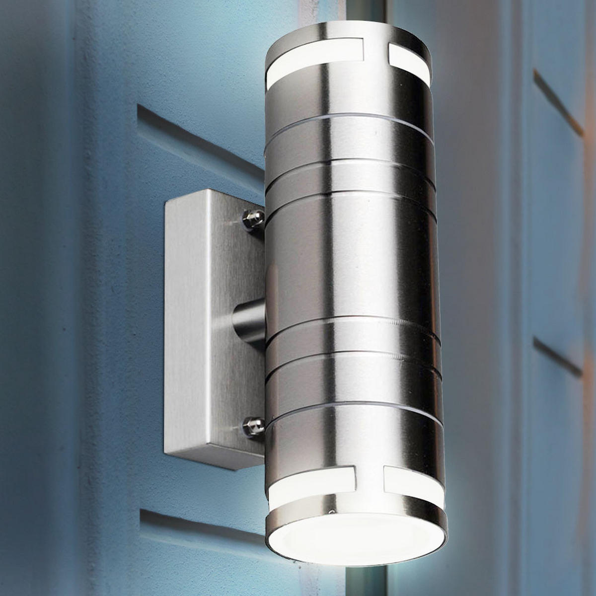 LED AUSSEN-WANDLEUCHTE Edelstahl Silber Up & Down - Silberfarben, Glas (6/17.8/11cm)
