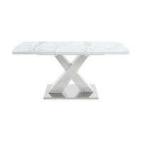 ESSTISCH 120/160/80/76,5 cm Weiß aus MDF und Stahl mit Ausziehfunktion - Weiß, Holzwerkstoff (160/80/76.5cm) - OKMYHOME