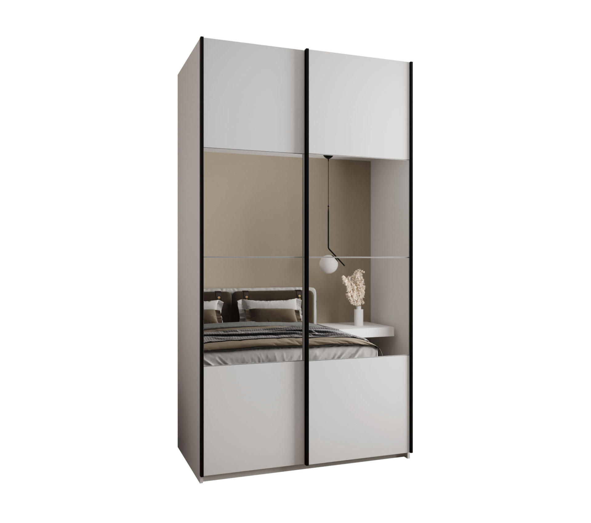 SCHWEBETÜRENSCHRANK 245,5/140/64 2-türig - Schwarz/Weiß, Holz/Metall (140/245/64cm) - Abiks Möbel