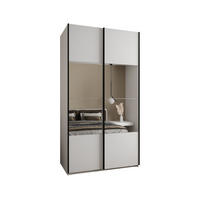 SCHWEBETÜRENSCHRANK 245,5/140/64 2-türig - Schwarz/Weiß, Holz/Metall (140/245/64cm) - Abiks Möbel