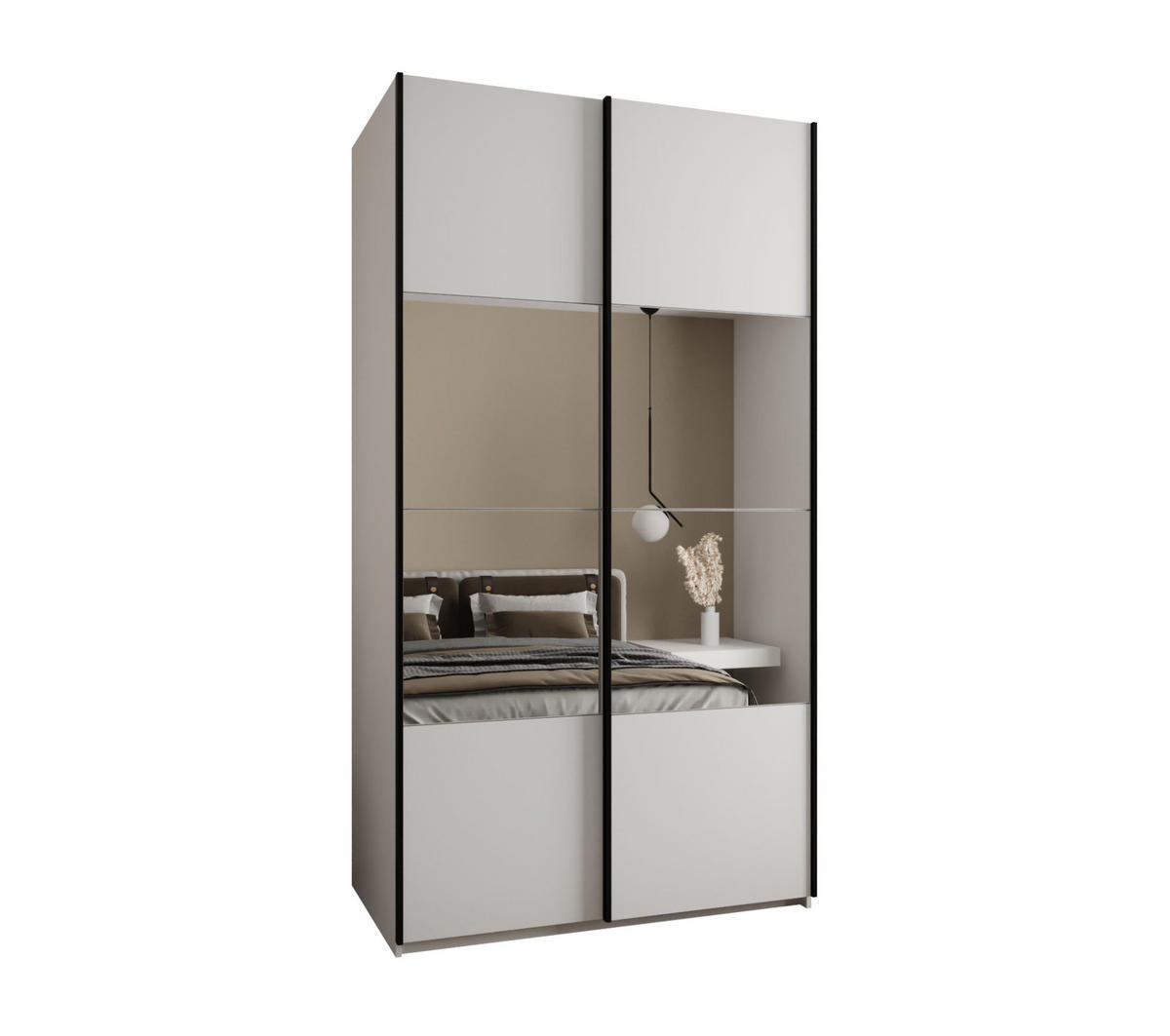 SCHWEBETÜRENSCHRANK 245,5/140/64 2-türig - Schwarz/Weiß, Holz/Metall (140/245/64cm) - Abiks Möbel