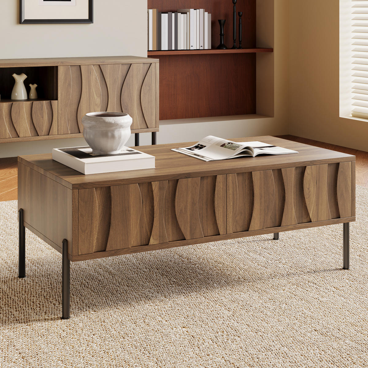 COUCHTISCH Retro 105x55x41 cm - Naturfarben, Holz (55/105/41cm) - LEBENLANG