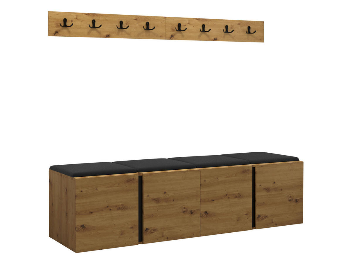 GARDEROBEN-SET Orion VII - Schwarz/Eiche Artisan, Holzwerkstoff/Kunststoff (168/42/46cm) - MIRJAN24