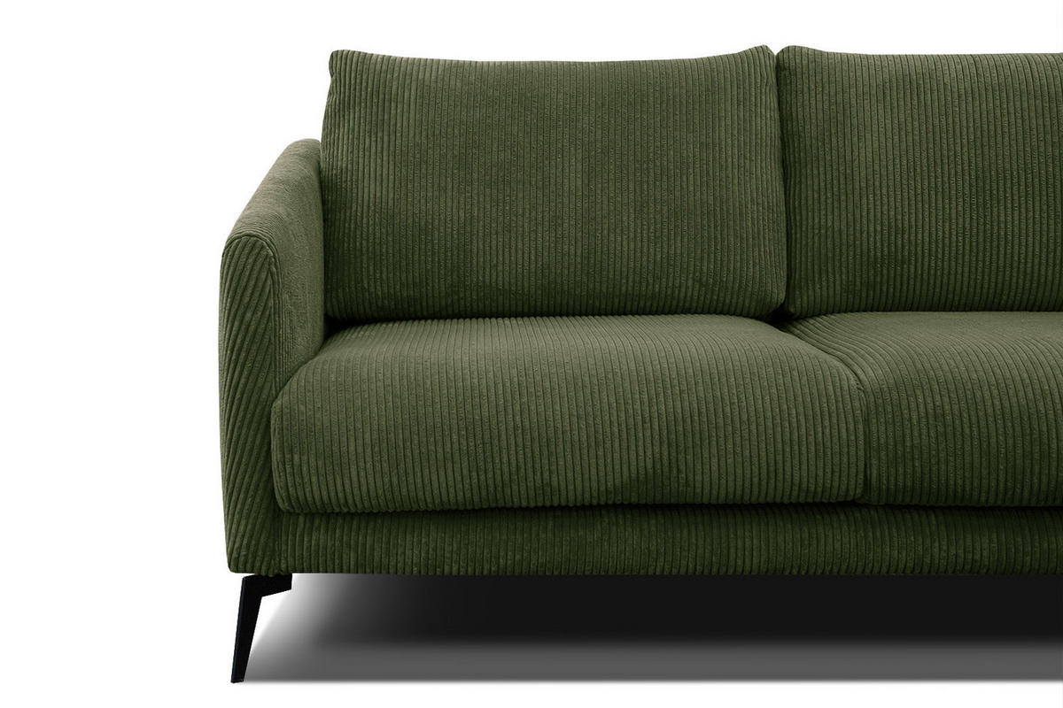SOFA VILT 3-Sitzer, olivgrün - Schwarz/Olivgrün, Holzwerkstoff/Kunststoff (202/89/94cm) - Courtois Laville