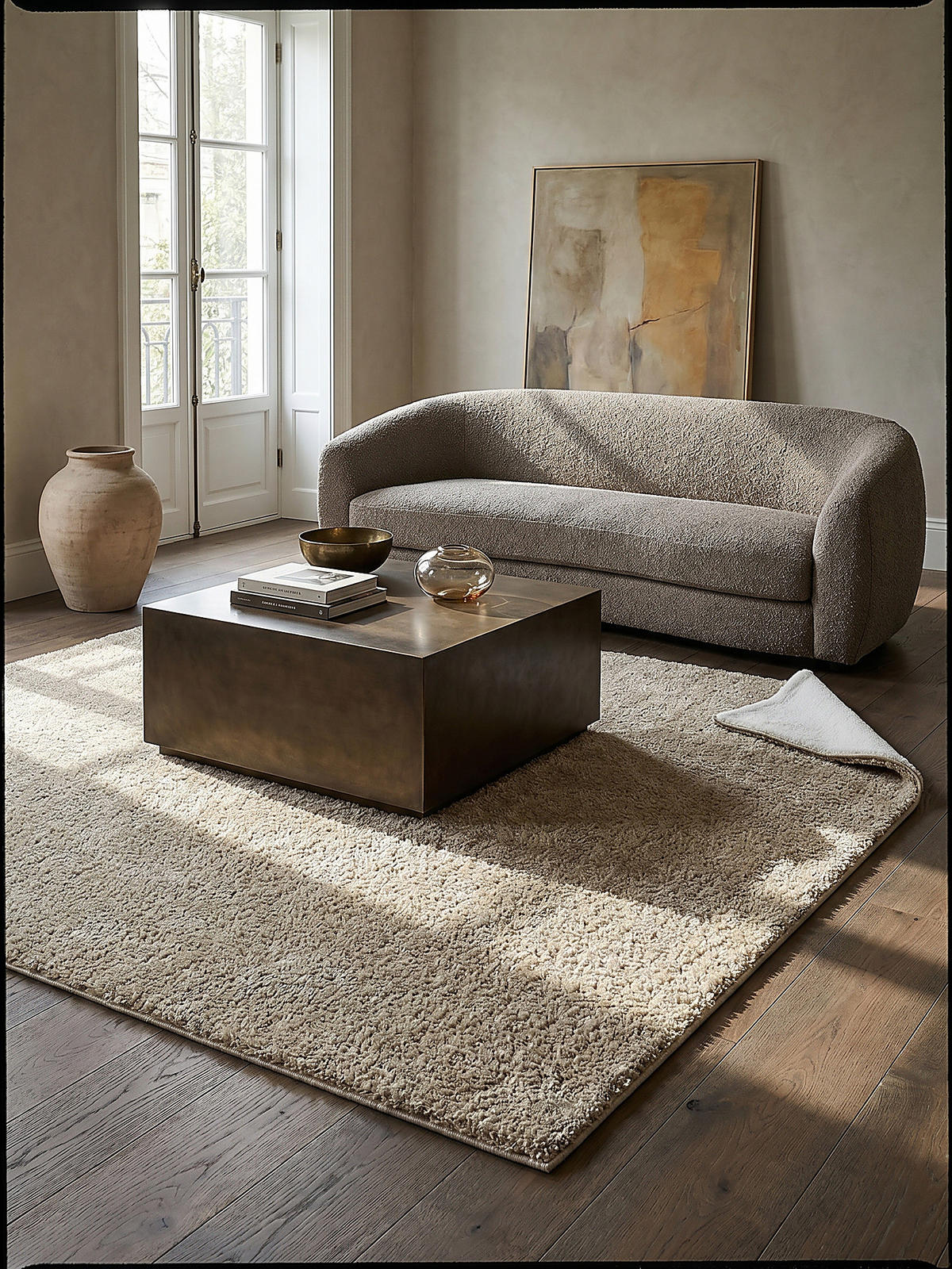 TEPPICH LYNE, einfarbig, Beige, 200 x 200 cm - Beige, Textil (200/200cm) - KADIMA DESIGN
