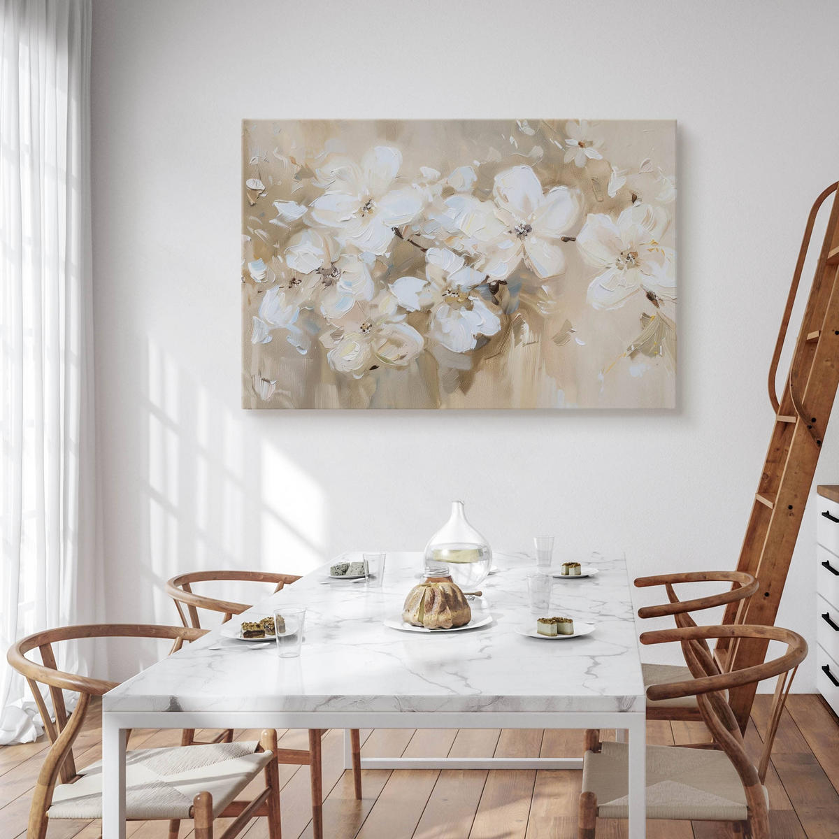 LEINWANDBILD Blumen Pflanzen Malarei 120x80 - Beige/Braun, Textil (120/80cm) - Muralo