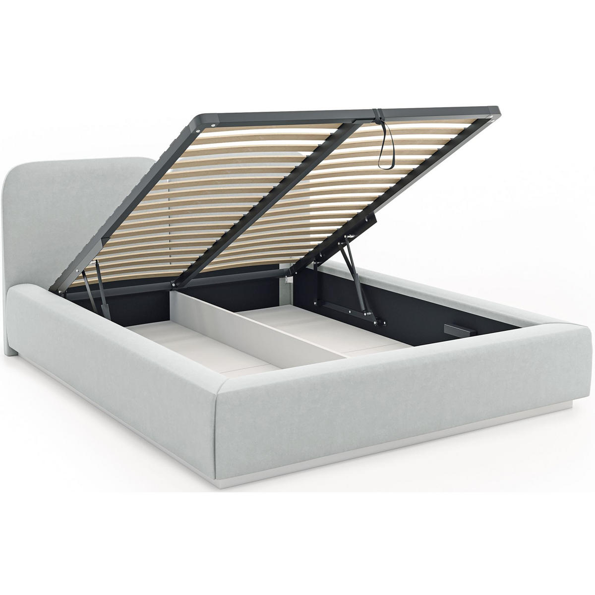 POLSTERBETT Comoves 160x200 Hellgrau mit Veloursbezug und Bettkasten - Hellgrau, Textil (160/200cm) - Selsey
