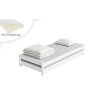 STAPELBETTEN 2-er Set Sendi 180x80 in Weiß mit 2 Matratzen & 2 Lattenrosten - Weiß, Holzwerkstoff - LUKDOM