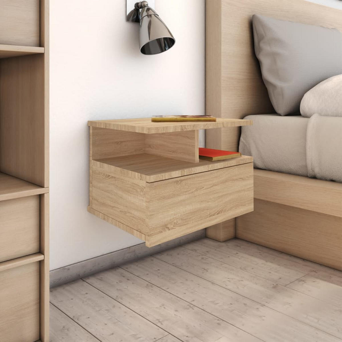 NACHTTISCHE 2Stk. Hängend Sonoma-Eiche 40/31/27Cm Holzwerkstoff - Sonoma Eiche, Holz (40/27/31cm) - vidaXL